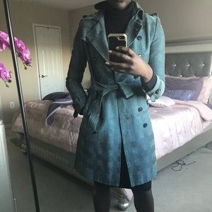 Burberry London teal woven trench coat!